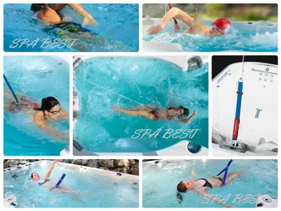Купить водные тренажеры для плавательных спа бассейнов. Тренажер для самых различных вариантов тренировок в бассейне с противотоком.