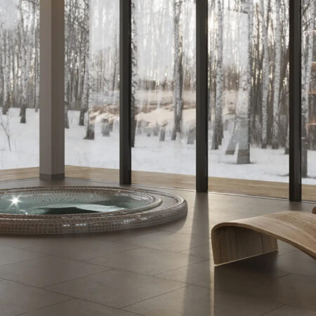Круглый джакузи из мозаики Спа бассейн Aquavia Spa Oasis 40